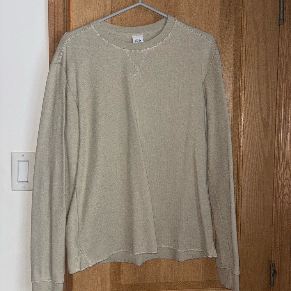 Zara Men's Beige Long Sleeve Shirt